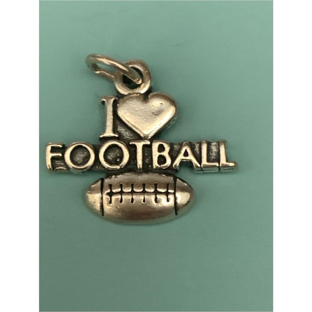 .925 I Love Football Sterling Silver Jewelry Charm #sports #heart